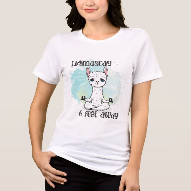 Llama Social Distancing Cute Watercolor Modern Tri-Blend Shirt (Front)