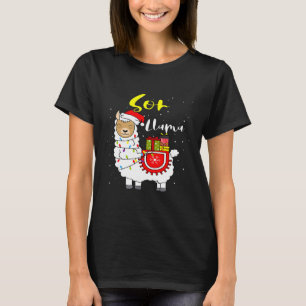 Llama Son Lights Santa Hat Xmas Pajama Matching Fa T-Shirt