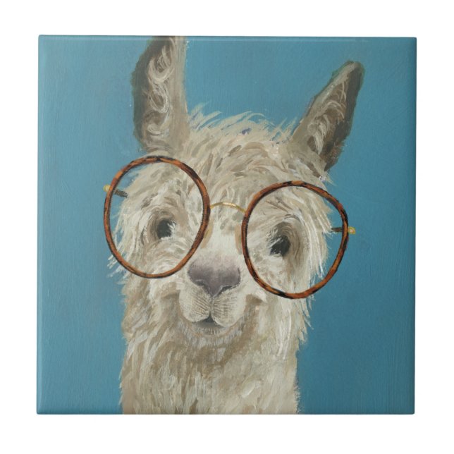 Llama Specs - Round Eyeglasses Ceramic Tile (Front)