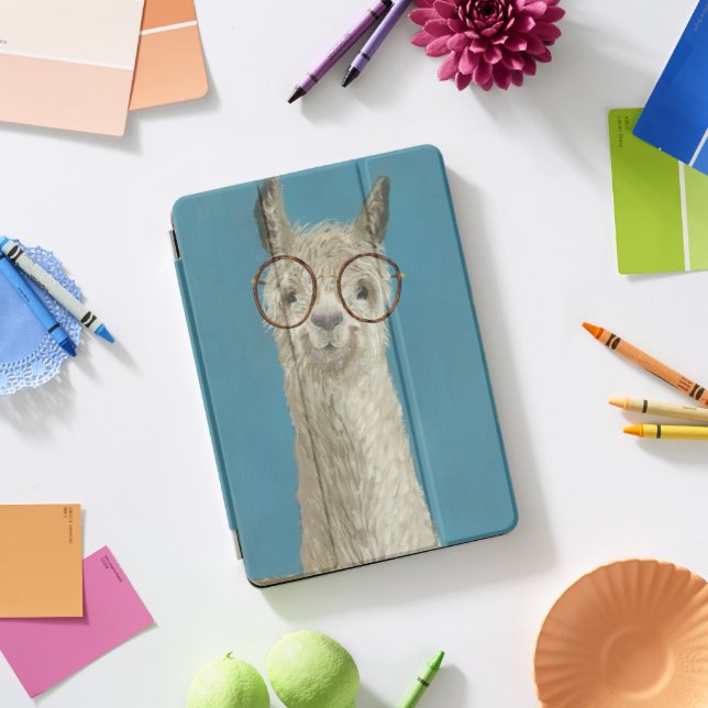 Llama Specs - Round Eyeglasses iPad Pro Cover (Desk)