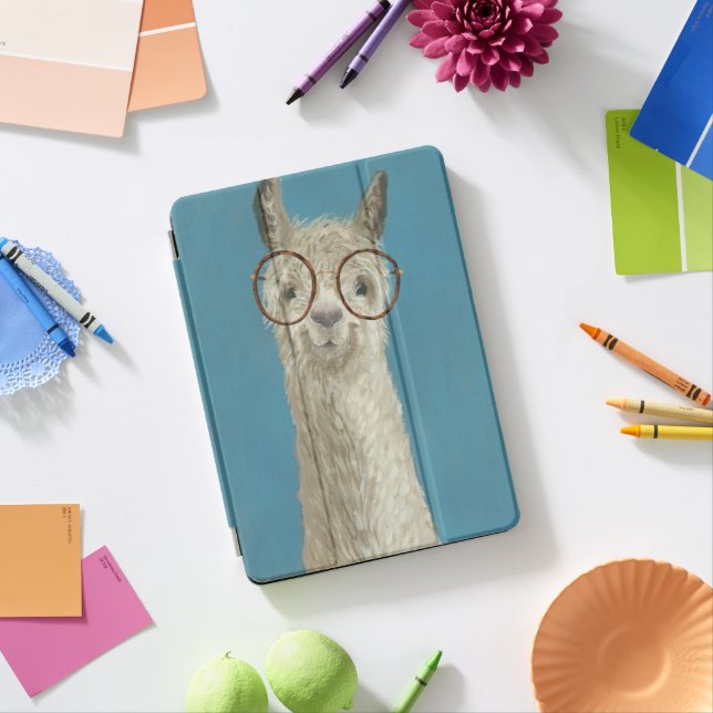 Llama Specs - Round Eyeglasses iPad Pro Cover (Desk)