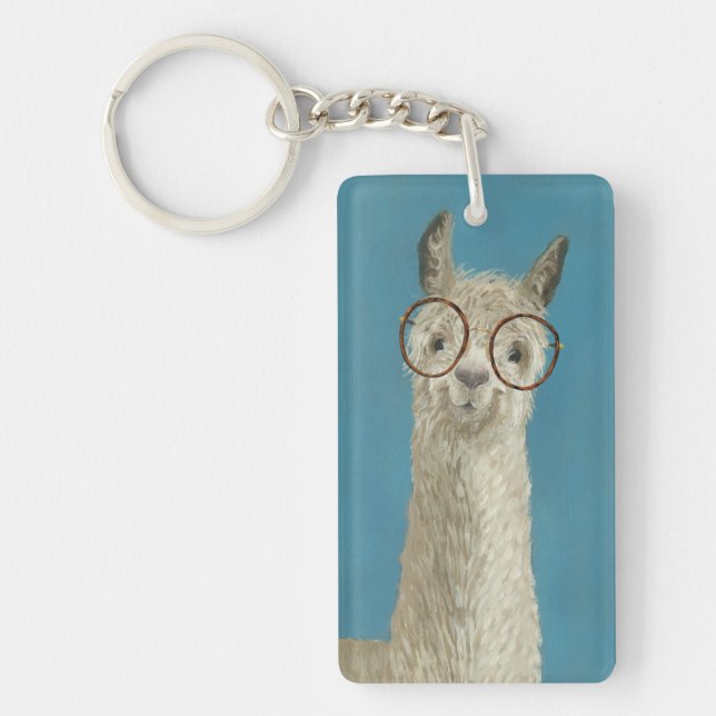 Llama Specs - Round Eyeglasses Keychain (Front)
