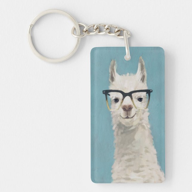 Llama Specs - Square Keychain (Front)