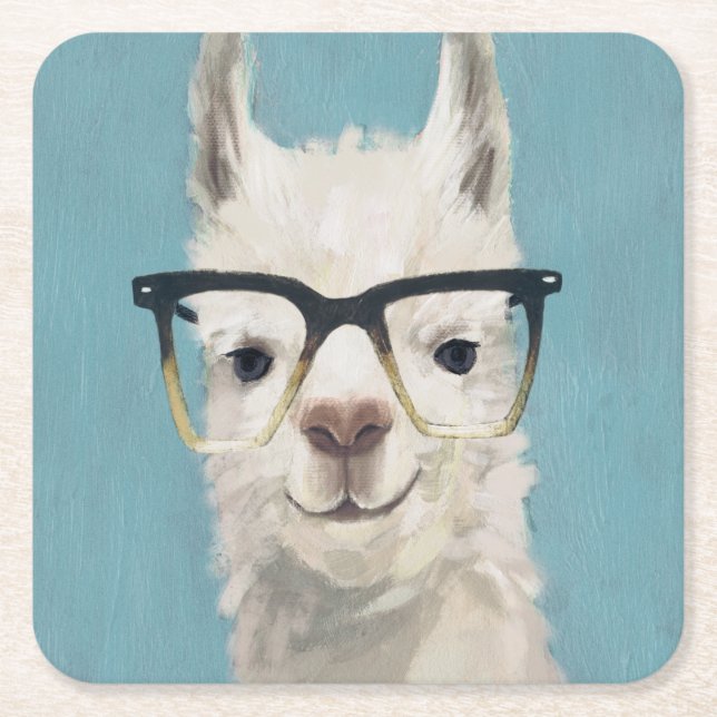 Llama Specs - Square Square Paper Coaster (Front)