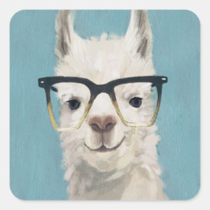 Llama Specs - Square Square Sticker