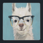 Llama Specs - Square Wall Clock<br><div class="desc">Llama Specs II by Victoria Borges. Features a happy llama in oversized square eyeglasses.</div>