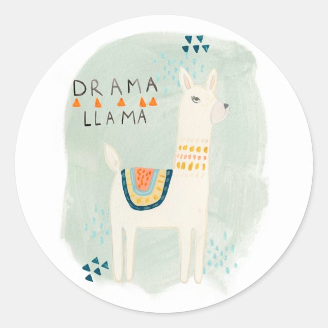 Llama Squad - Drama Llama Classic Round Sticker (Front)