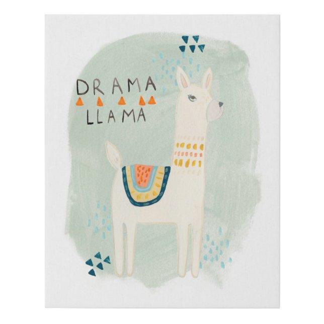 Llama Squad - Drama Llama Faux Canvas Print (Front)
