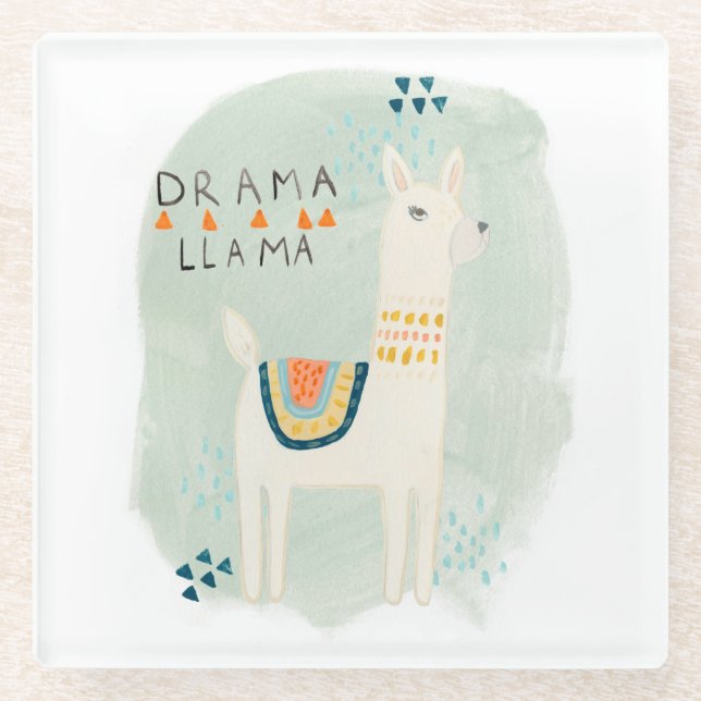 Llama Squad - Drama Llama Glass Coaster (Front)