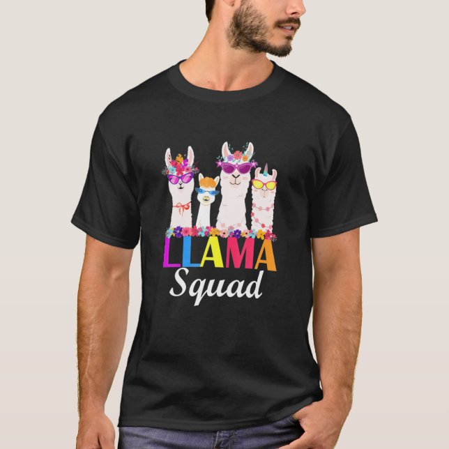 Llama Squad Funny Cute Llama Matching T-Shirt (Front)