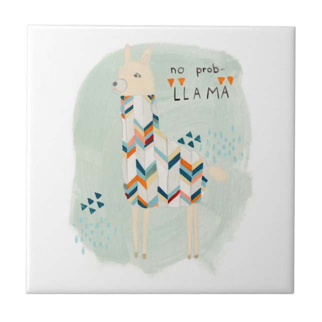 Llama Squad - No Prob-llama Ceramic Tile (Front)