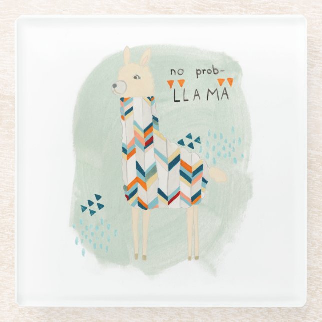 Llama Squad - No Prob-llama Glass Coaster (Front)