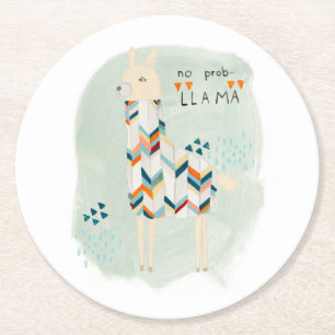 Llama Squad - No Prob-llama Round Paper Coaster