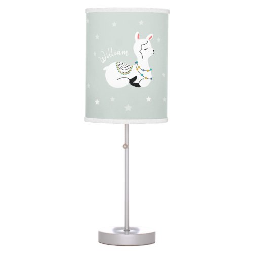 Llama Stars Blue Baby boy Nursery Table Lamp