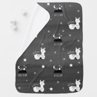 Llama Stars Mountains Boy Baby Blanket