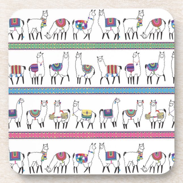 Llama Stripe Pattern Beverage Coaster (Front)
