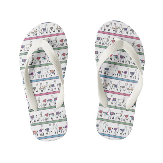 Llama Stripe Pattern Kid's Flip Flops (Footbed)