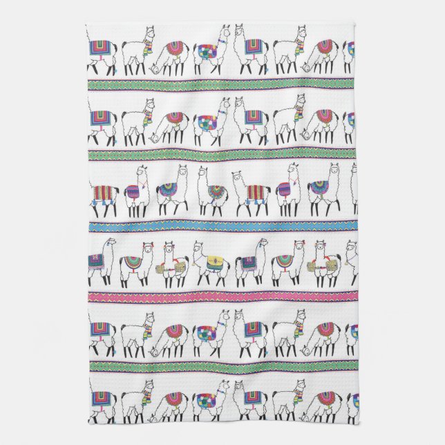 Llama Stripe Pattern Kitchen Towel (Vertical)