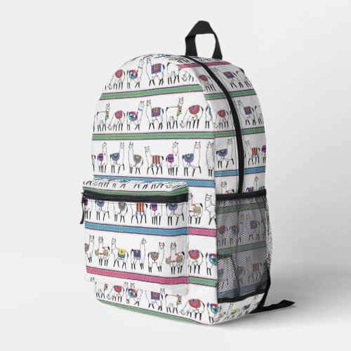 Llama Stripe Pattern Printed Backpack