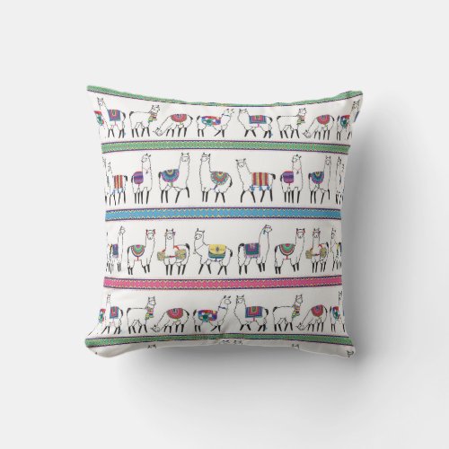 Llama Stripe Pattern Throw Pillow