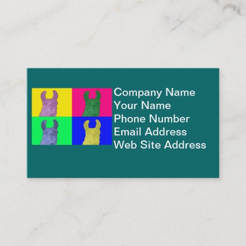 Llama Sweet Pea: The Colorful Matriarch Llama Business Card
