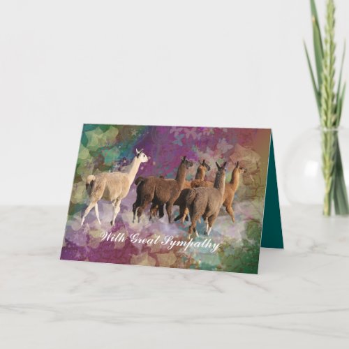 Llama Sympathy Card with five White  Brown