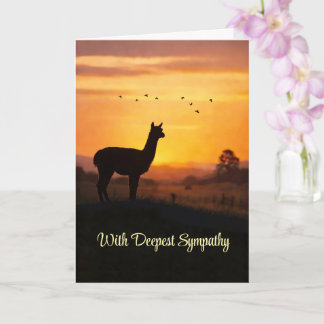 Llama Sympathy Loss Country Sunset with Birds Card