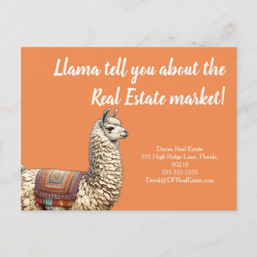 llama tell you how much real estate marketing sell postcard