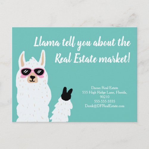 llama tell you how much real estate marketing sell postcard