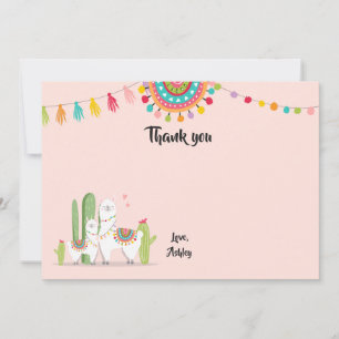 Llama Thank You card Shower Fiesta Cactus Mexican