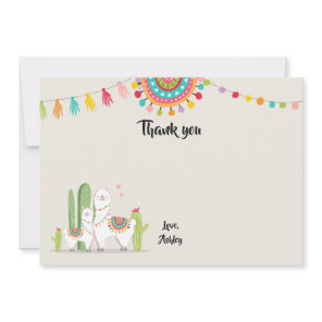 Llama Thank You card Shower Fiesta Cactus Mexican