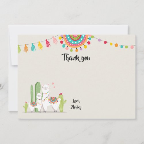 Llama Thank You card Shower Fiesta Cactus Mexican