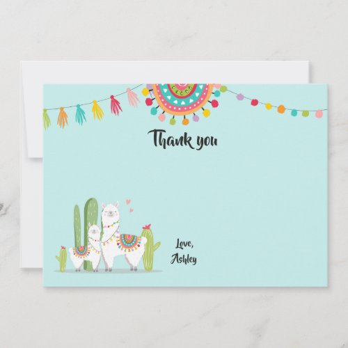 Llama Thank You card Shower Fiesta Cactus Mexican