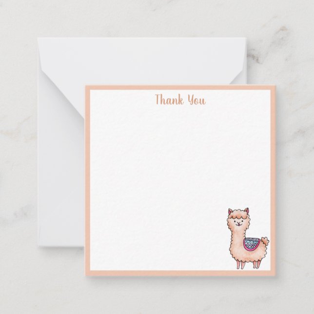 Llama Thank You Note Card (Front)