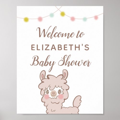 Llama Theme Baby Shower Welcome Sign