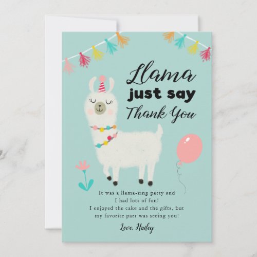 Llama Theme Birthday Thank You Card