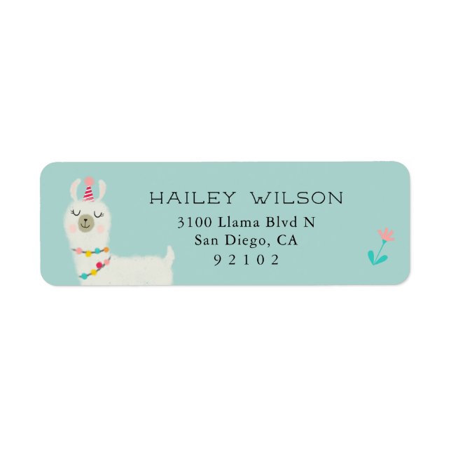 Llama Theme Party Return Address Label (Front)