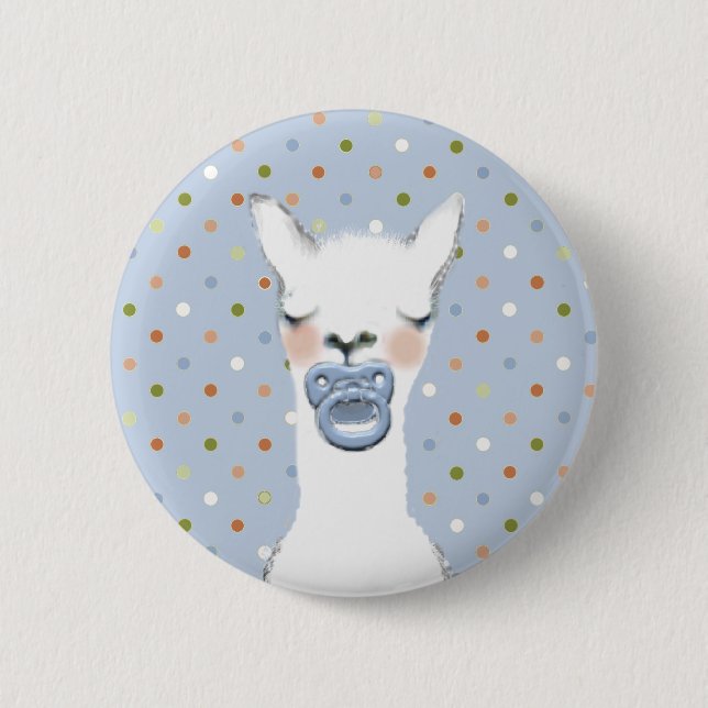 Llama-themed Baby Shower Button (Front)