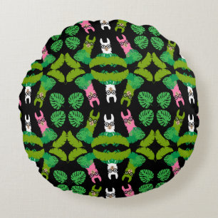 Llama Themed Print Round Pillow