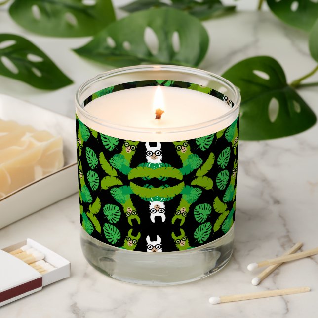Llama Themed Print Scented Candle (Lit)