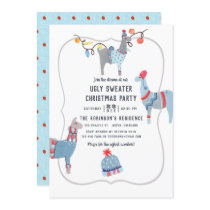 Llama themed Ugly Sweater Christmas Party Invitation