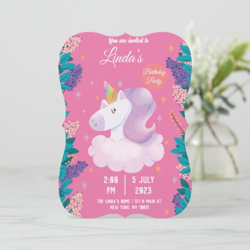 llama unicorn Birthday Invitation