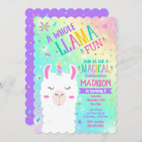 Llama Unicorn Birthday Invitation Magical Party