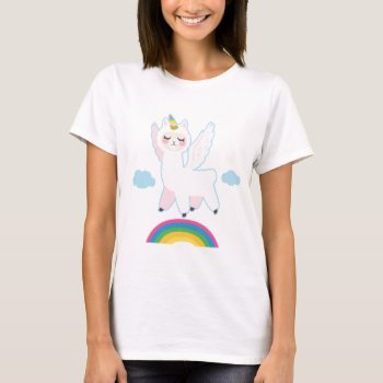 Llama Unicorn Flying T-shirt by Kakigori at Zazzle