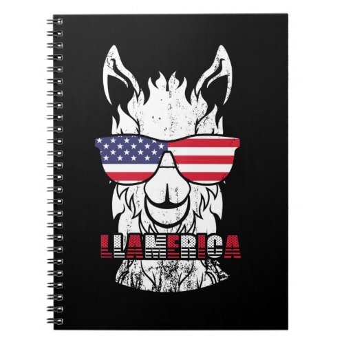 Llama USA American Fireworks 4th July Notebook
