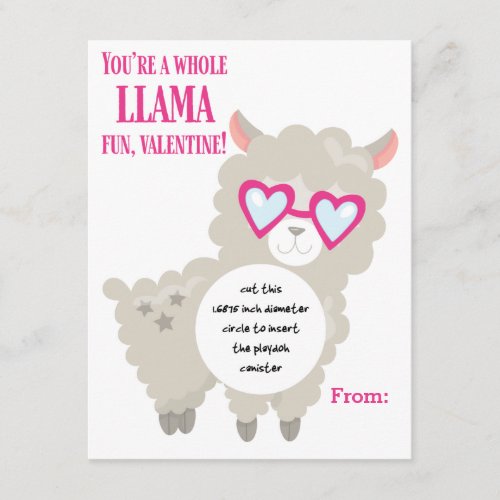 Llama Valentines Play doh gift card