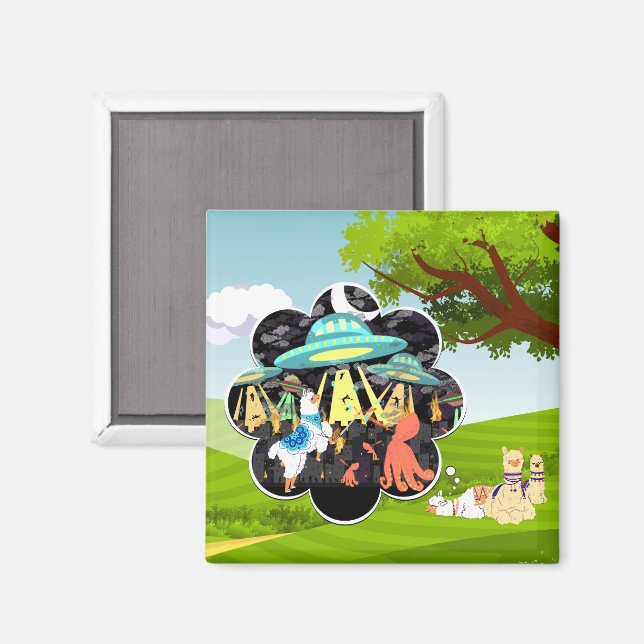 Llama vs Evil Squid Epic Space Battle Magnet (Front/Back)
