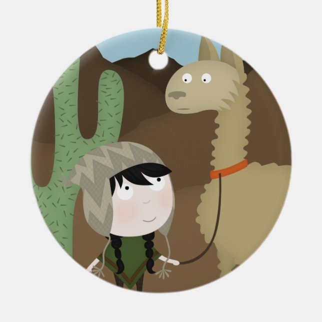 Llama walker ceramic ornament (Front)