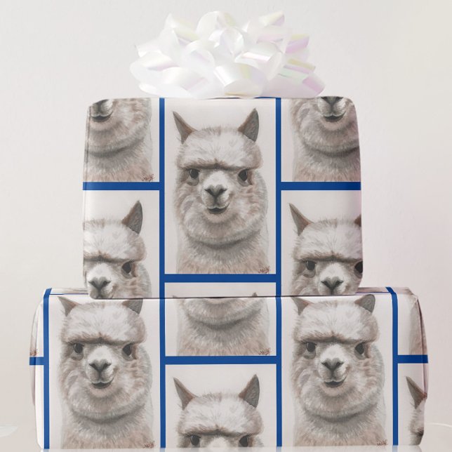 Llama Watercolor Wrapping Paper Alpaca Smiles (Creator Uploaded)