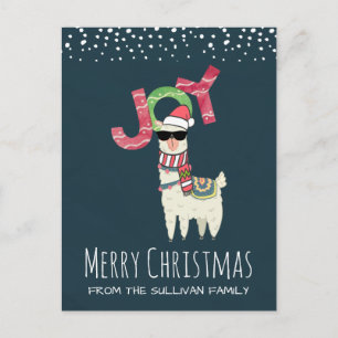 Llama wearing a Santa Hat and Sunglasses Christmas Postcard